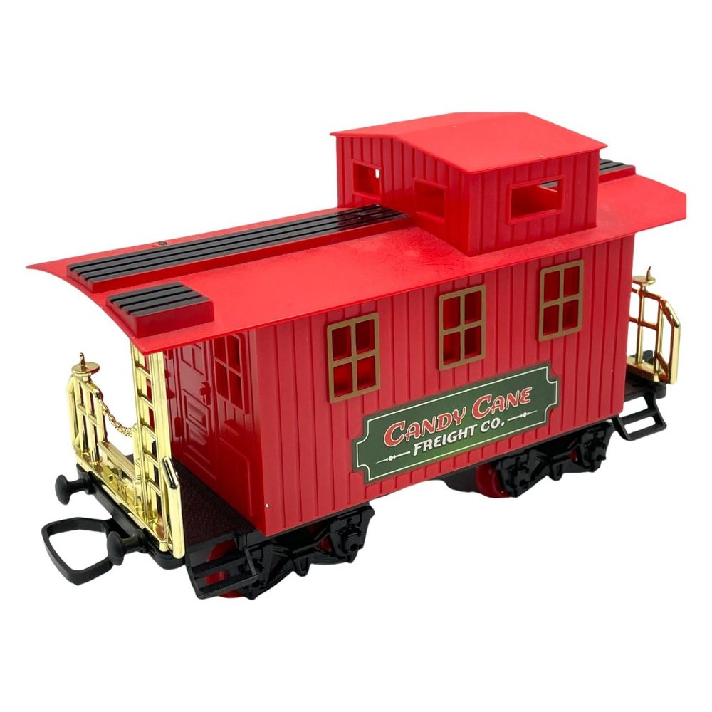 NORTH POLE JUNCTION Christmas Train Replacement Candy Cane Caboose Only Blue Hat